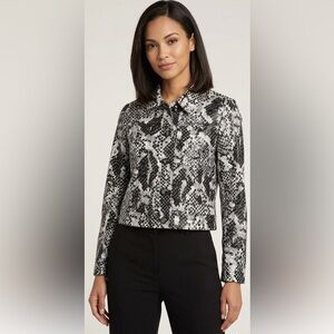 Requirements Black and White Snake-Print Button Jacket